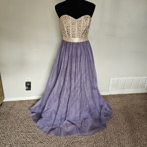 Nights By Teeze Me Purple Jeweled Long Formal Dress Fairy Sz 3
